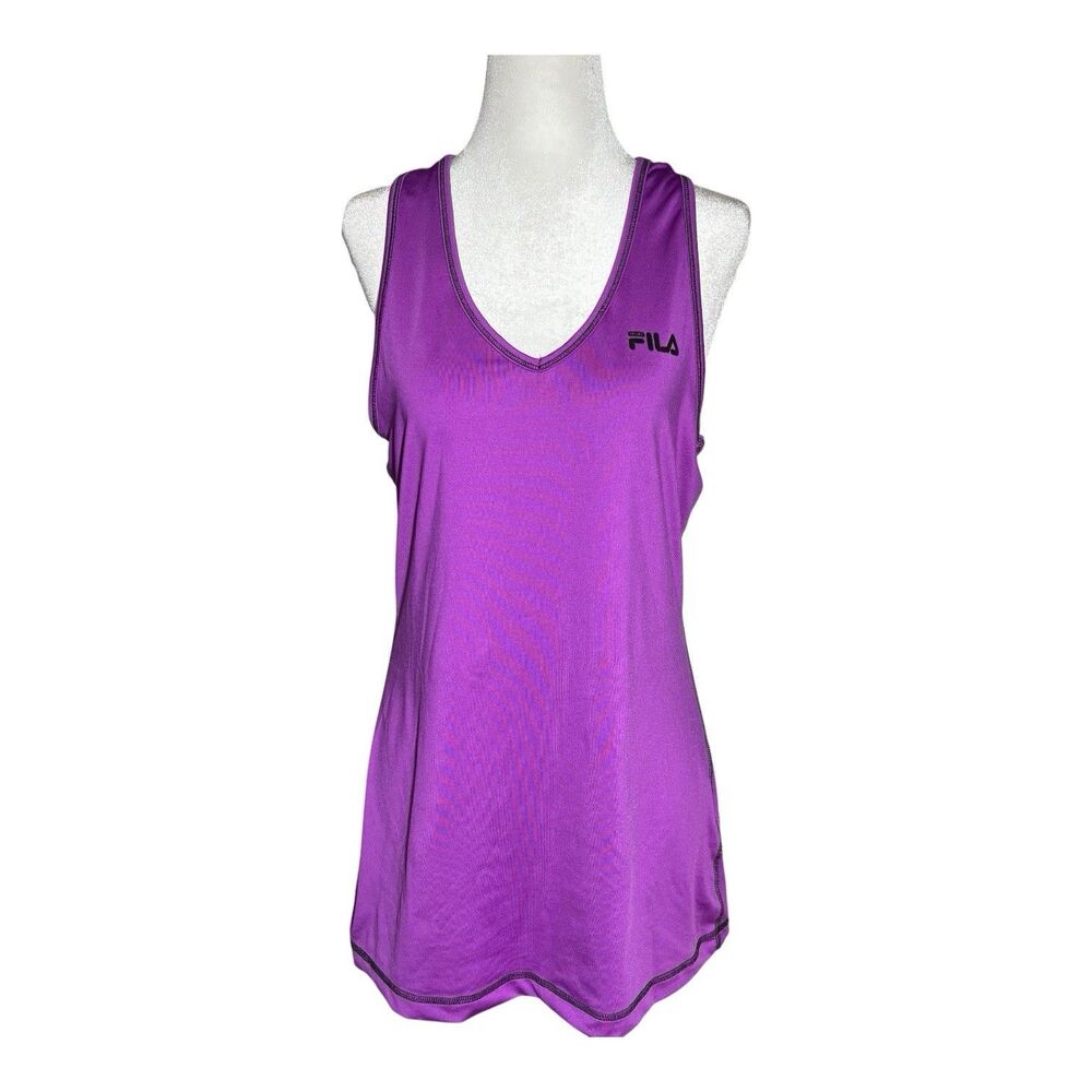 Fila Womens Purple Performance Athletic Racerback  Tank Top Fits S Gym Workout